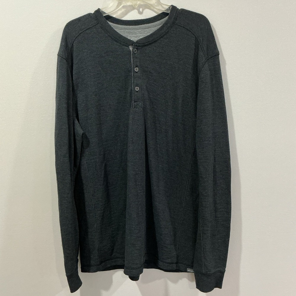 EDDIE BAUER Shirt Mens XLT Waffle Thermal Henley Long Sleeve Gray Gorpcore